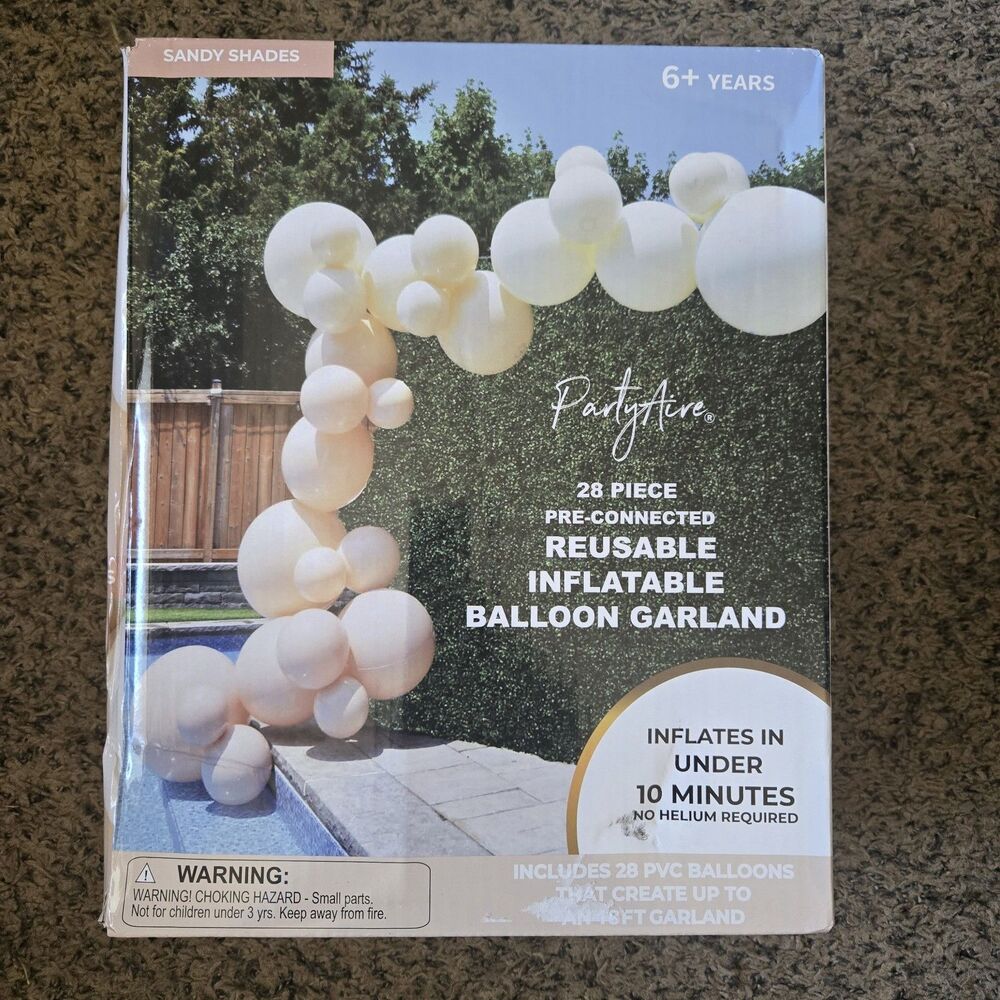 PartyAire Inflatable Balloon Garland, Sandy Shades, 18 ft 28-Piece Reusable Kit